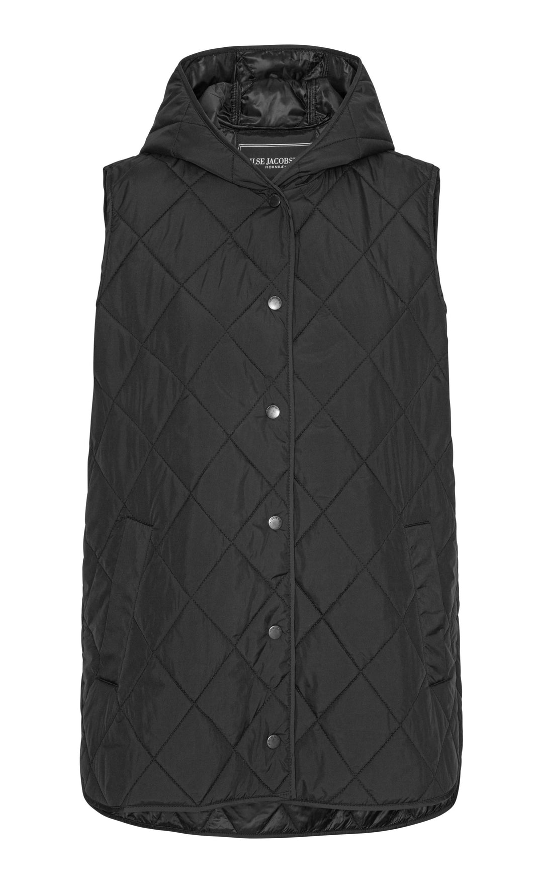 Quilted Long Vest Black