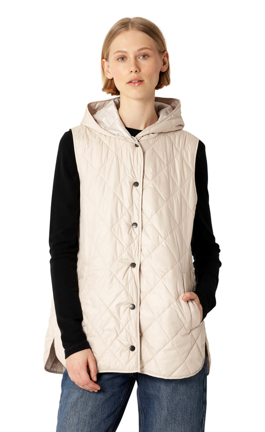 Quilted Long Vest Light Camel