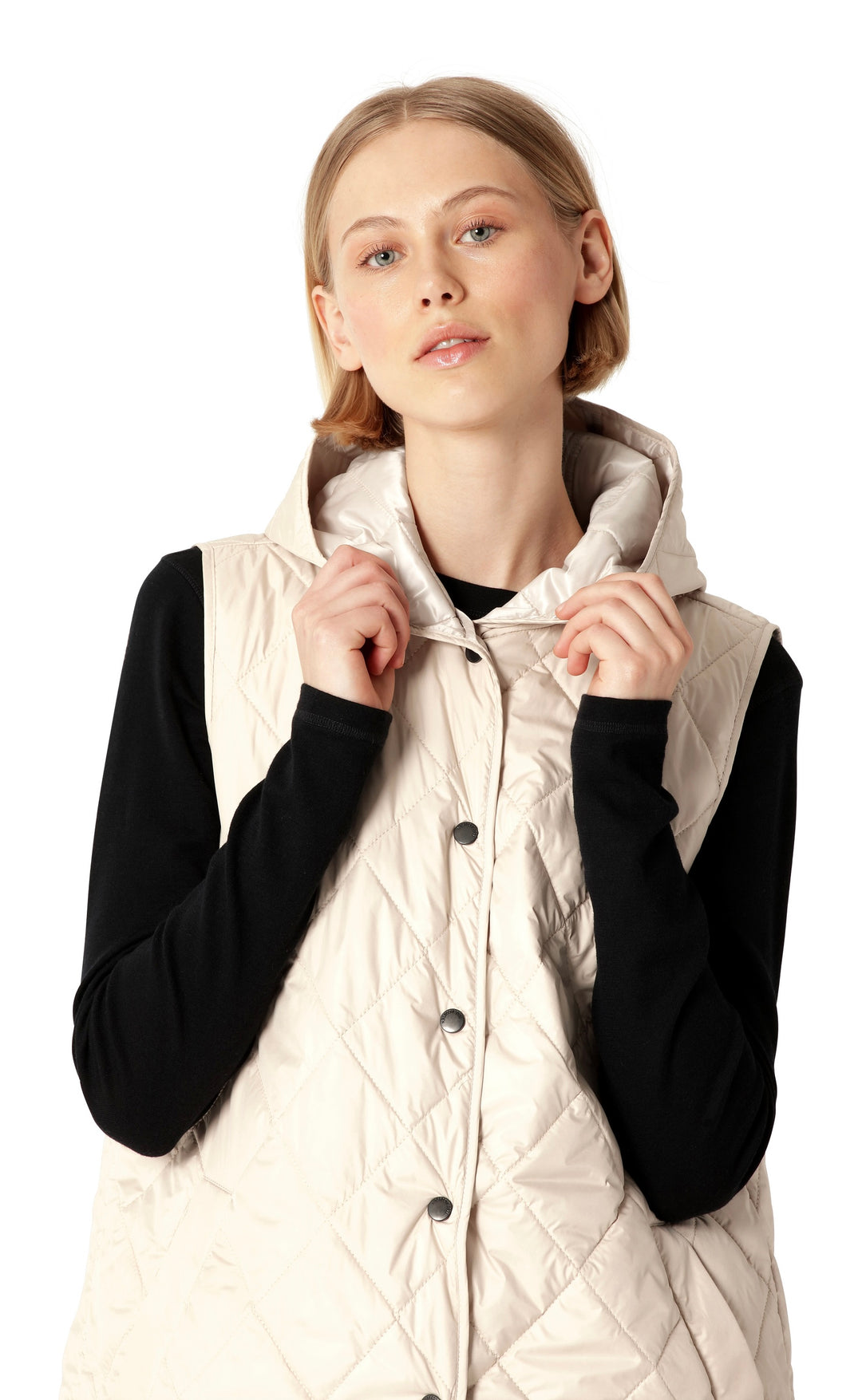 Quilted Long Vest Light Camel