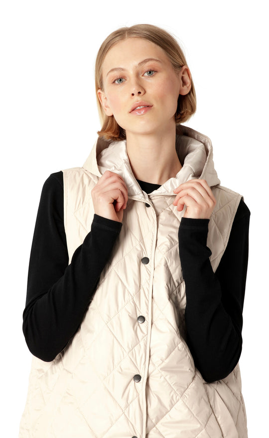 Quilted Long Vest Light Camel