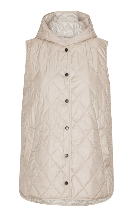 Quilted Long Vest Light Camel
