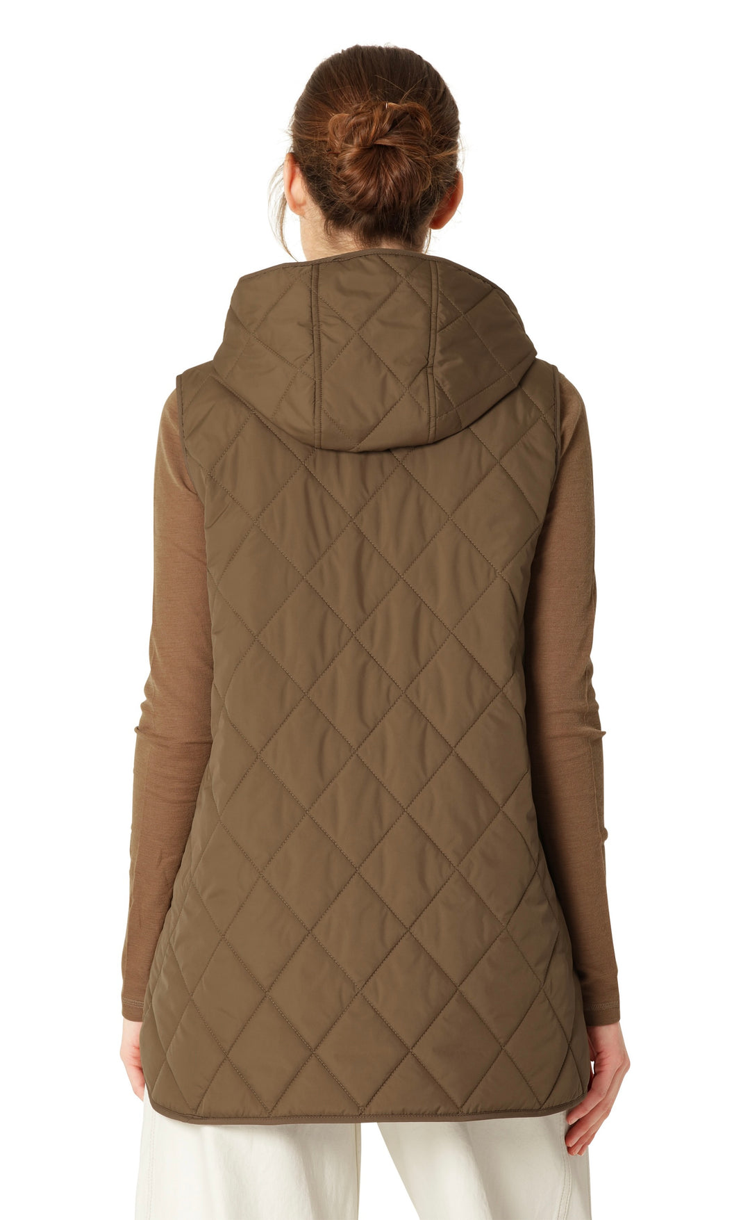 Quilted Long Vest Nut