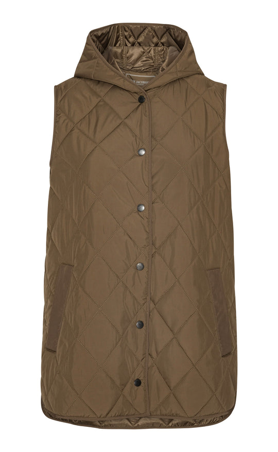 Quilted Long Vest Nut