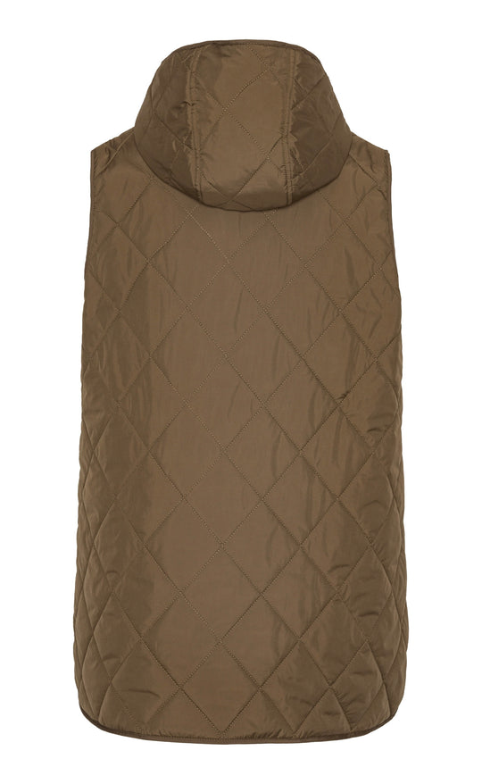 Quilted Long Vest Nut