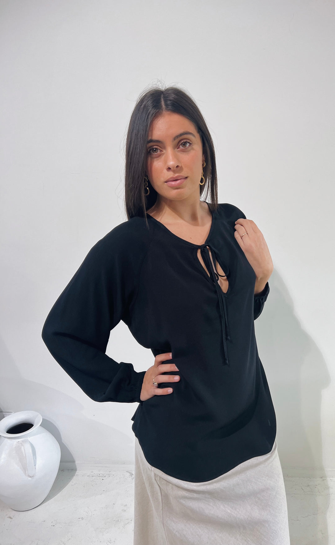 The Empower Blouse Black Crepe