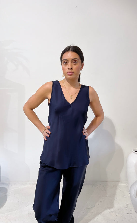 Vera Top Navy Satin
