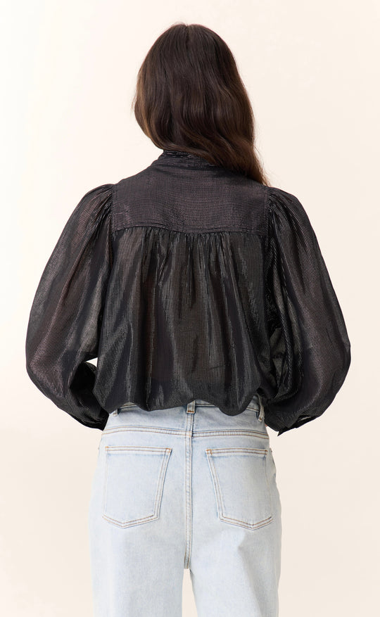 Cilian Silver Stripe Blouse Black