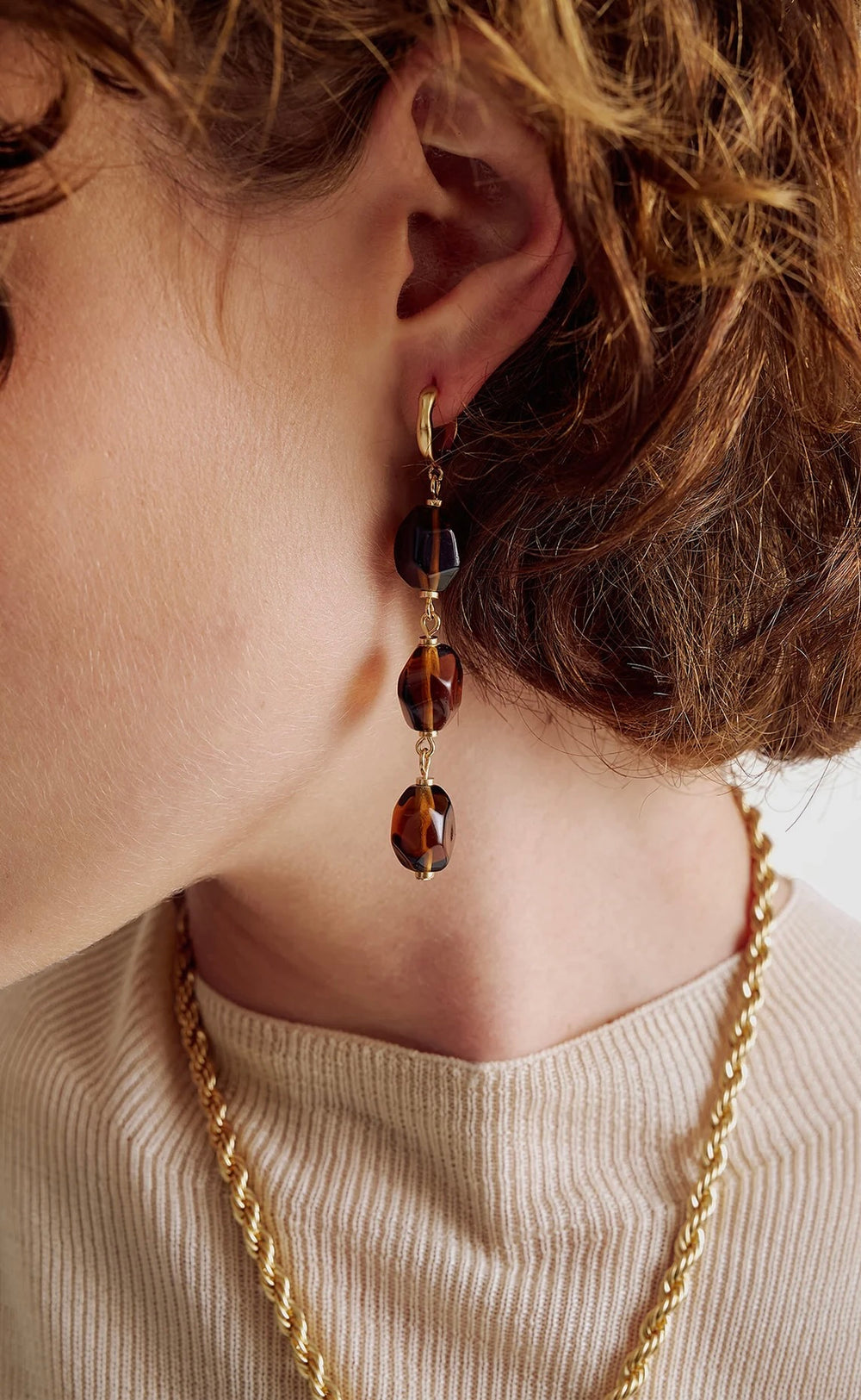 Maeve Drop Earrings Gold / Chocolate