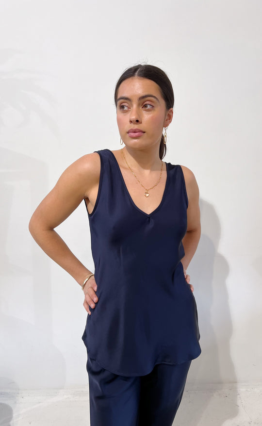 Vera Top Navy Satin