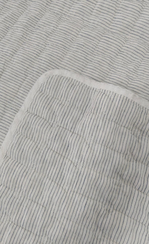 Helsinki Pure Linen Quilted Bed Cover Pinstriped