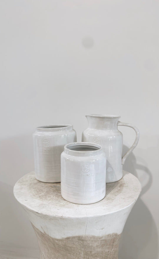 French Rustic White Utensil Holder Large
