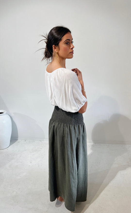 Temple Skirt Caper Linen
