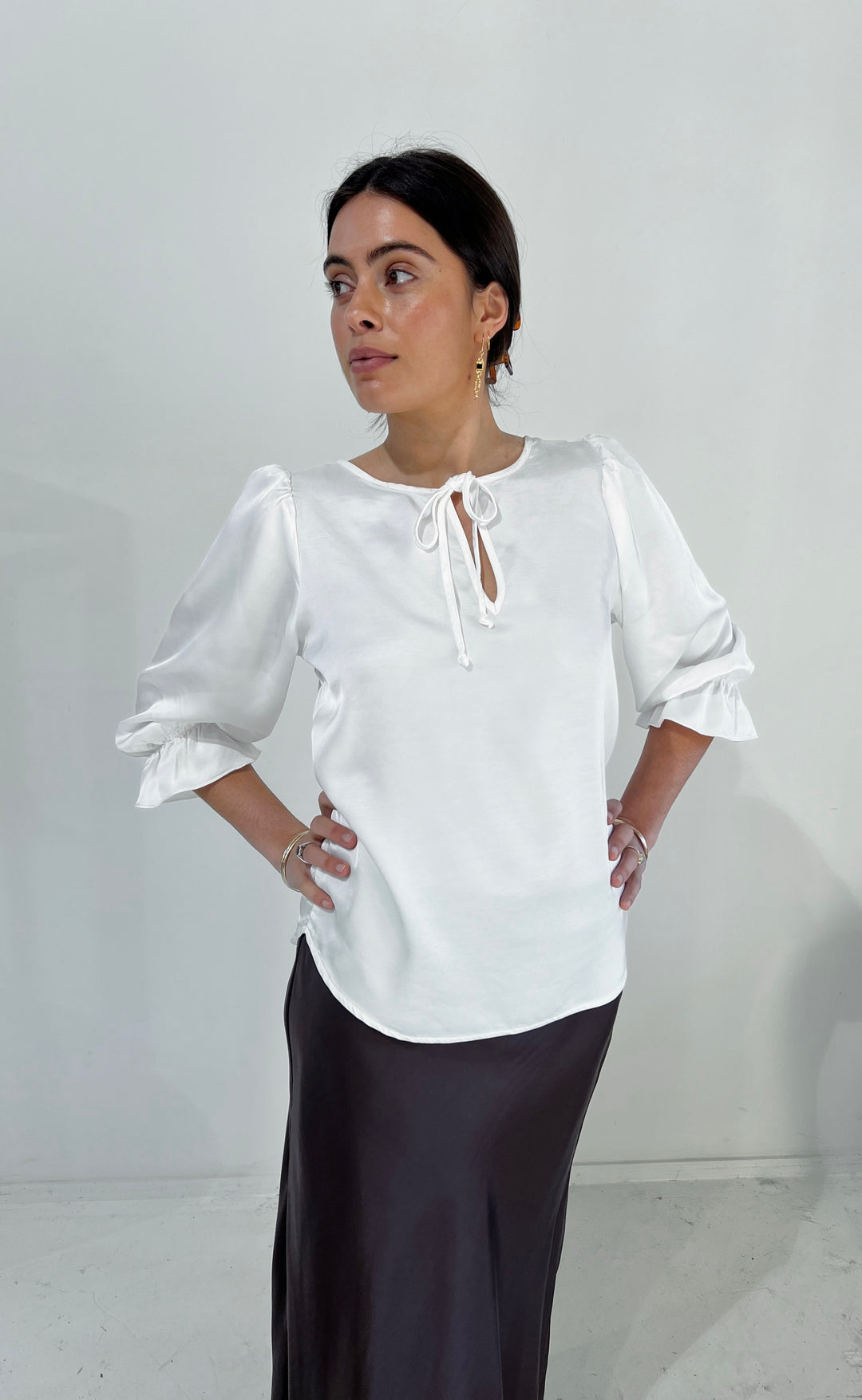 Cara Top Ivory Satin