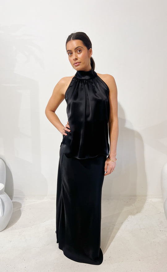 Cannes Top Black Satin