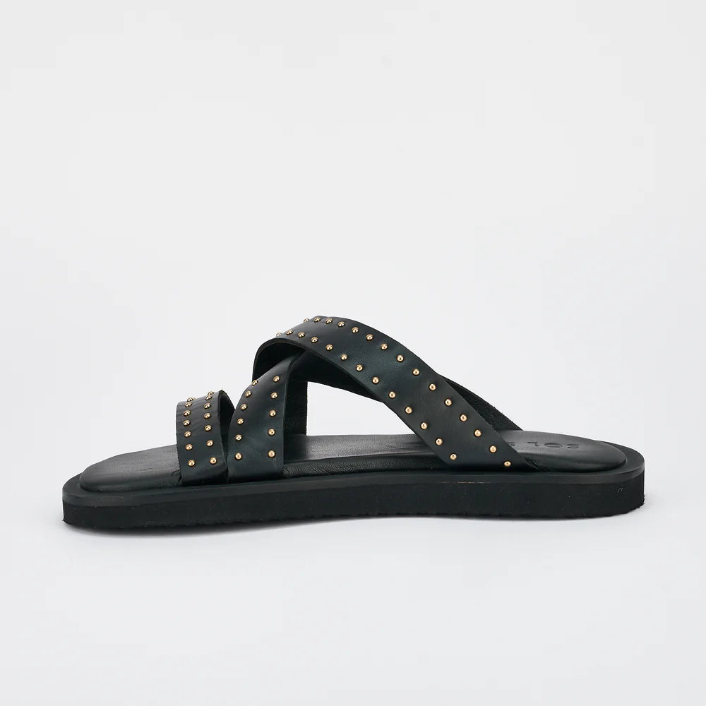 Capri Footbed | Black & Gold