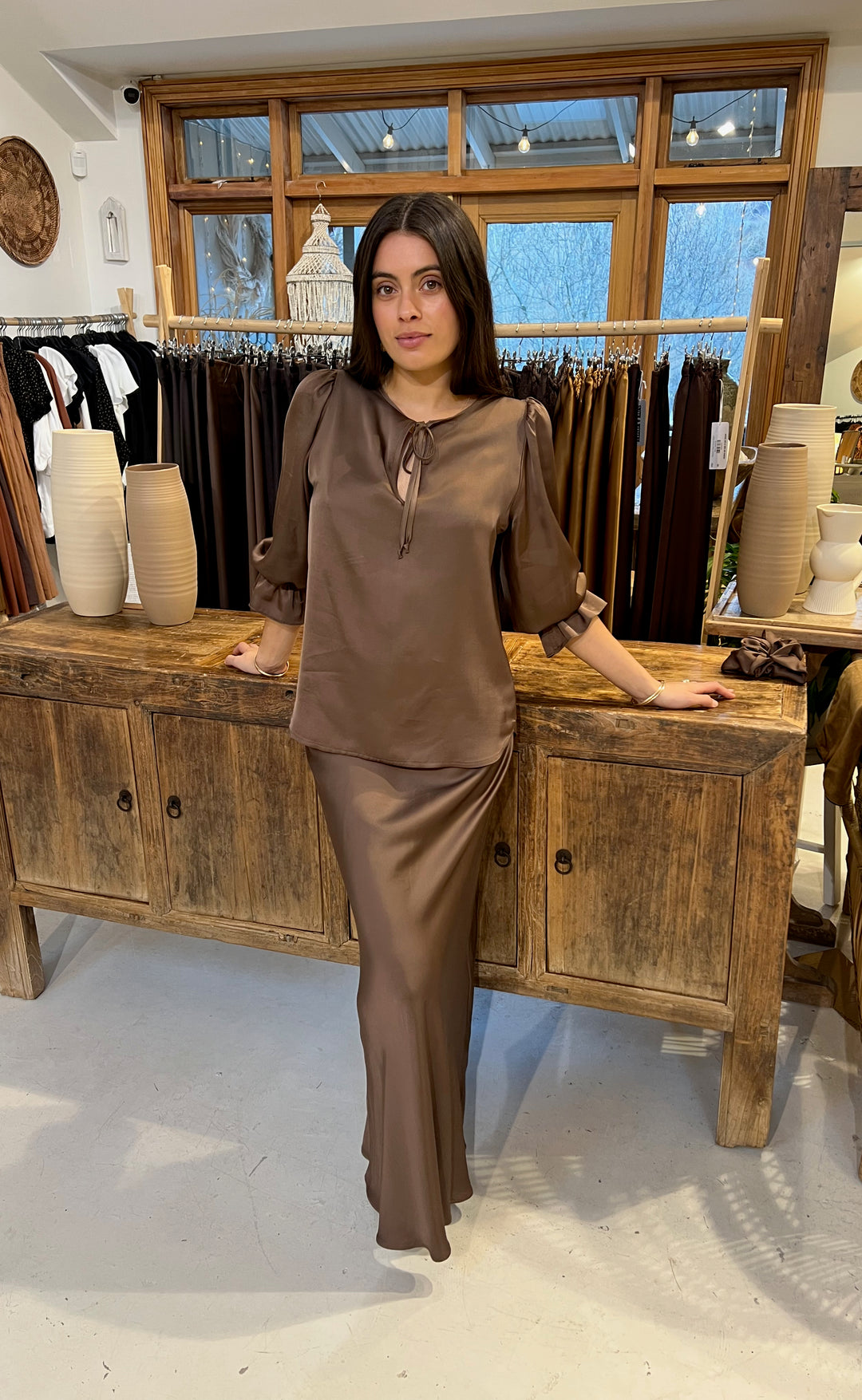 Cara Top Bronze Satin