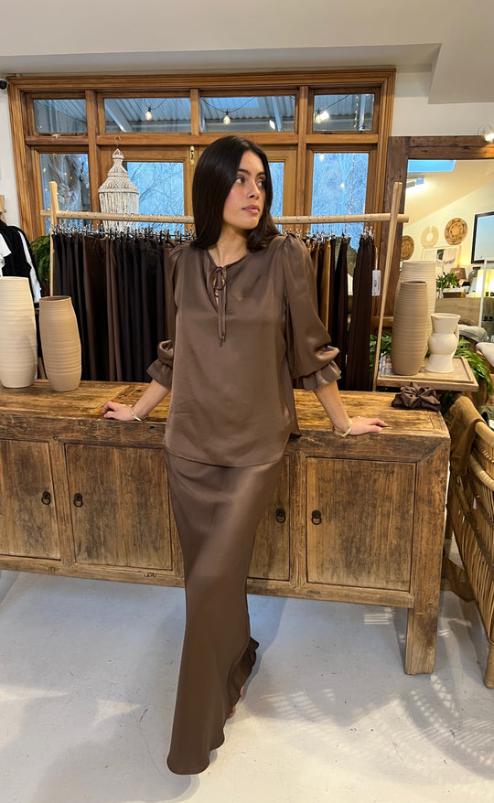 Cara Top Bronze Satin
