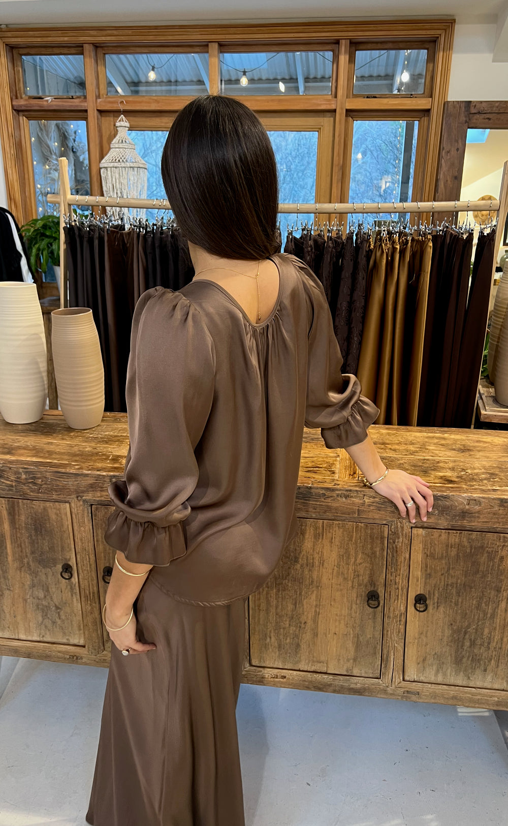 Cara Top Bronze Satin