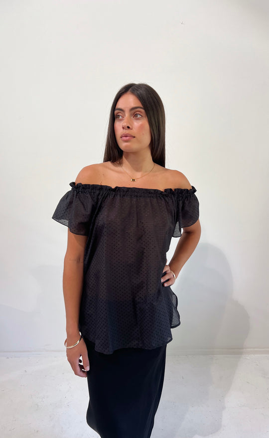 Fleur Top Silk Blend Black Fleck