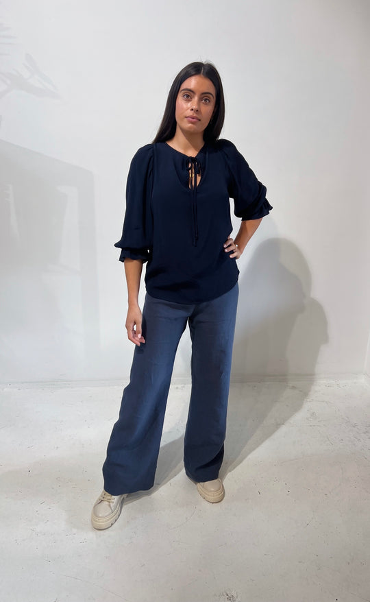 Smokin Pant Navy Linen