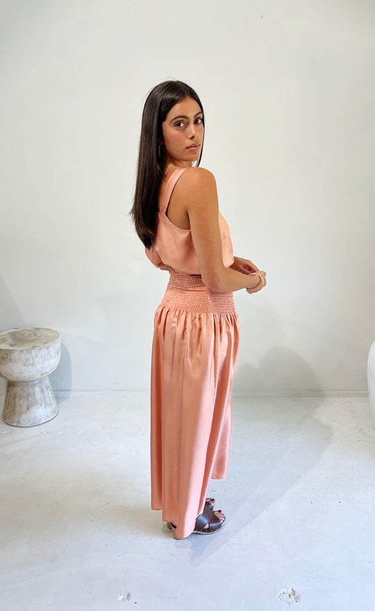Hana Top Coral Silk Twill