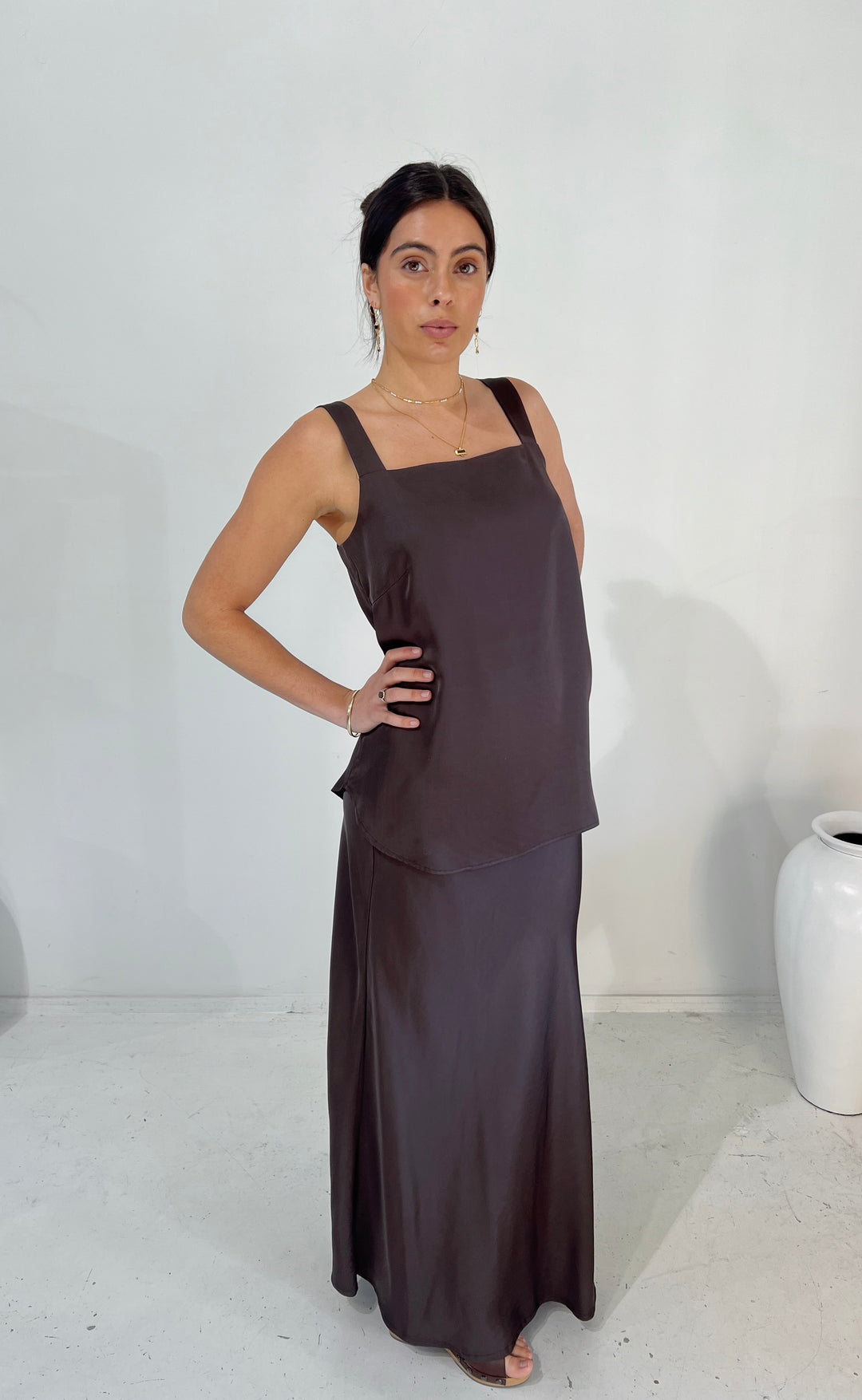 Hana Top Earth Satin
