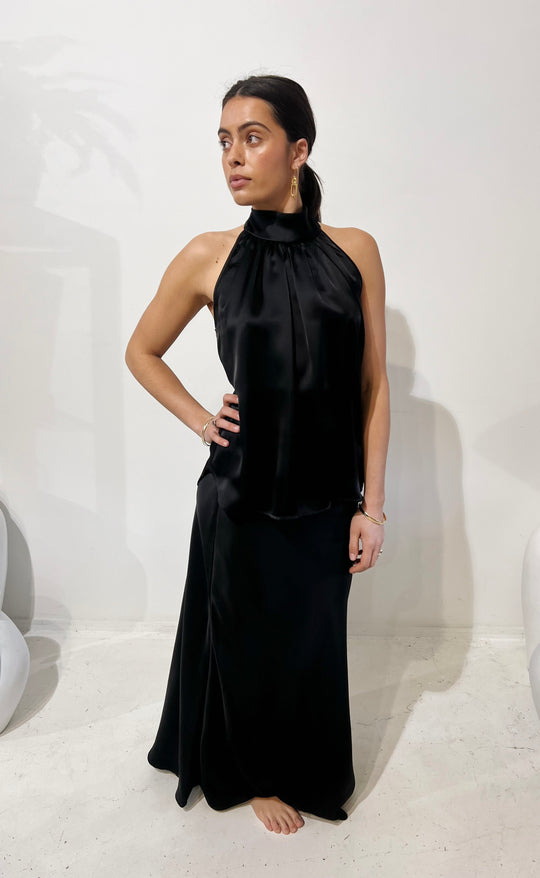Cannes Top Black Satin