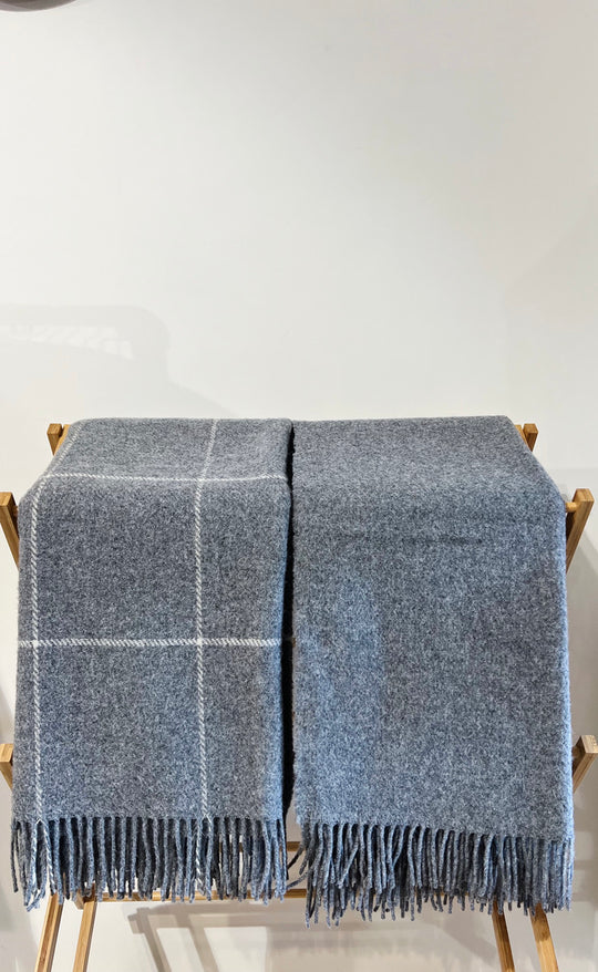 NZ Wool Throw Grey Squares