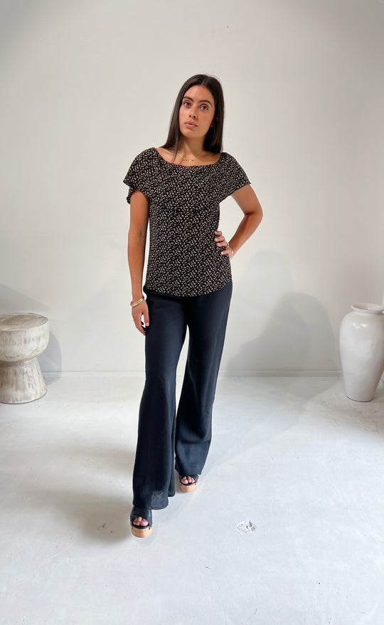 Parisienne Pant Black Linen
