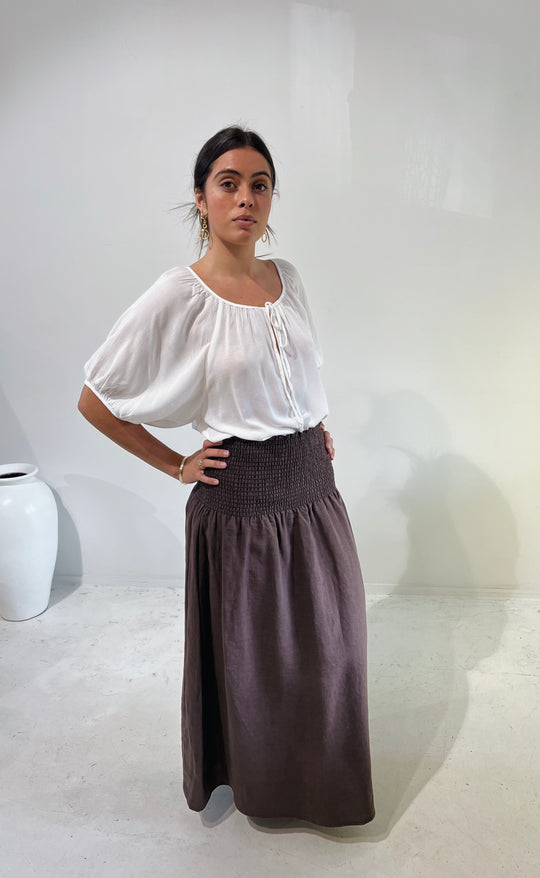 Temple Skirt Chocolate Linen