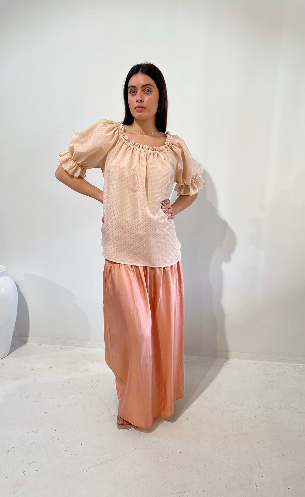 The Contessa Blouse Silk Blend Blush Fleck