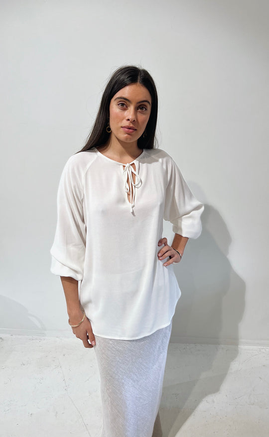 The Empower Blouse Ivory Crepe