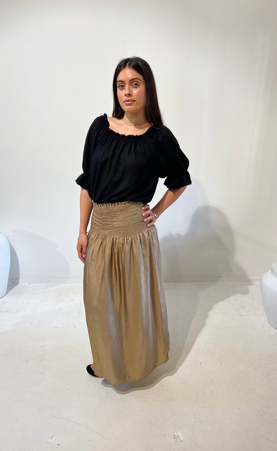 Temple Skirt Silk Taupe