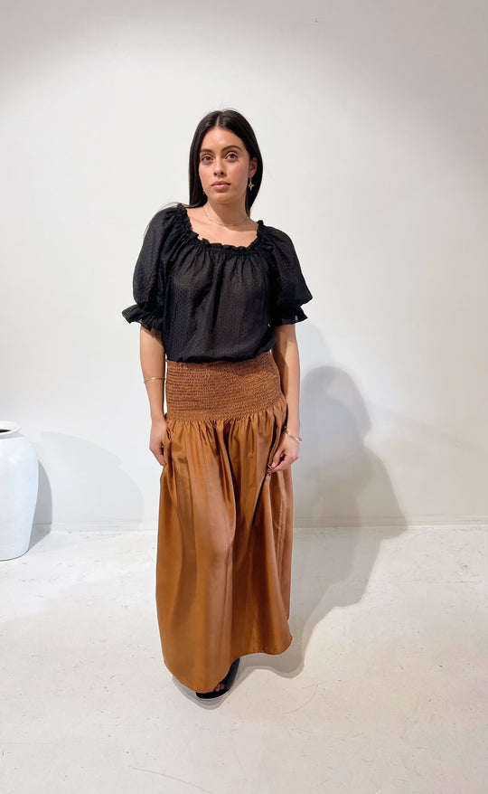 The Contessa Blouse Silk Blend Black Fleck