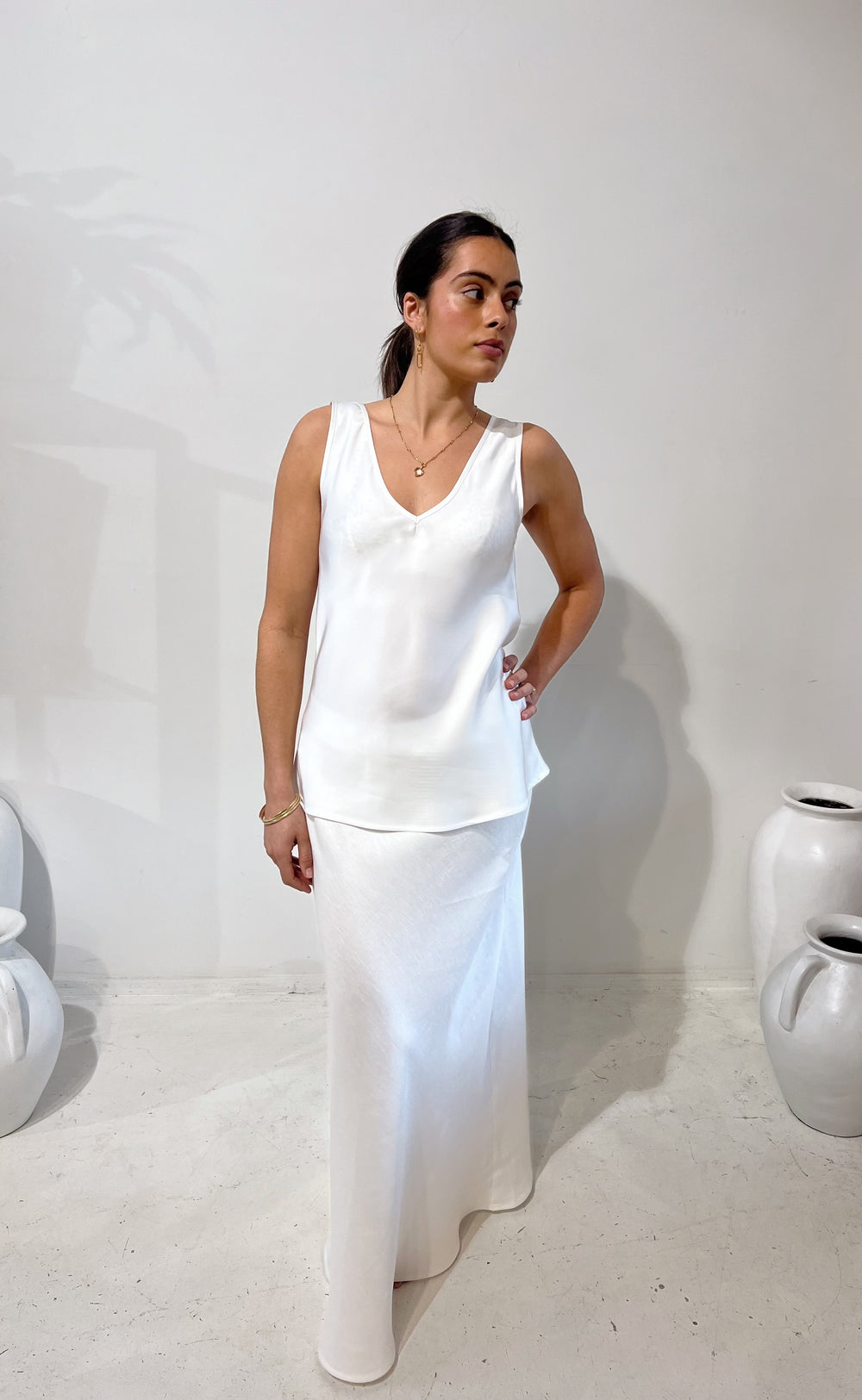 Vera Top Ivory Satin