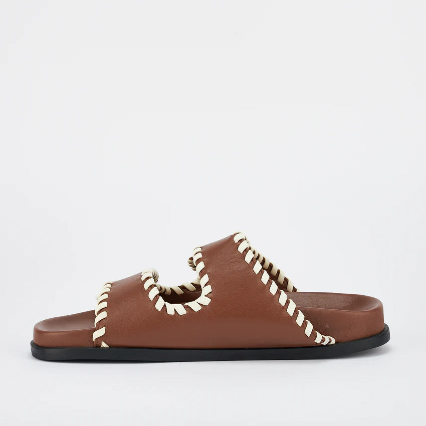 Fontelina Footbed | Cocoa / Off White Trim