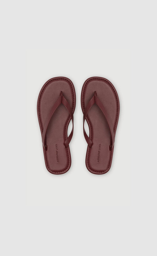 Alina Leather Thong Raisin
