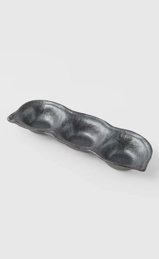 Black Triple Pod Sauce Dish