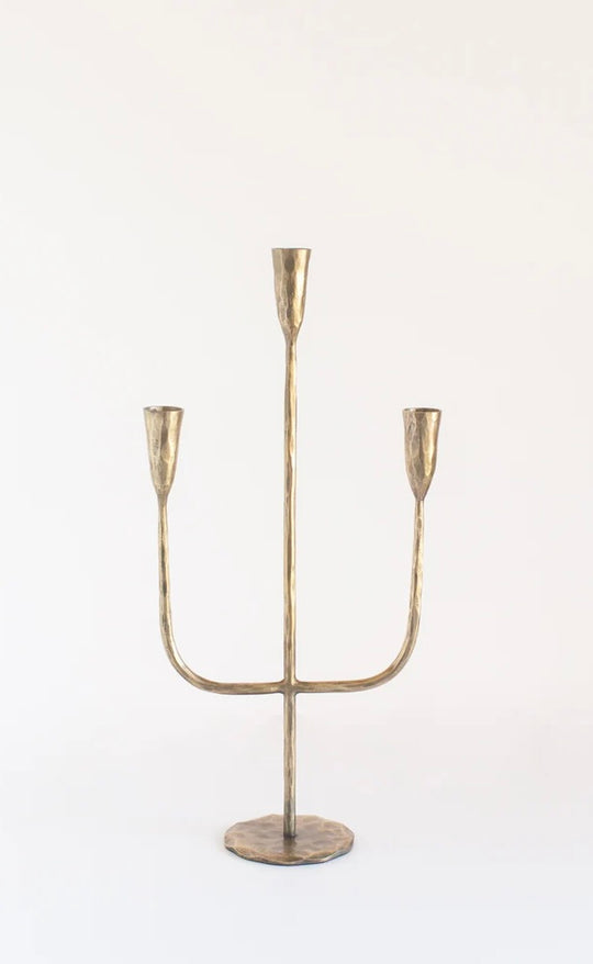 Hand Forged Iron Candelabra Brass