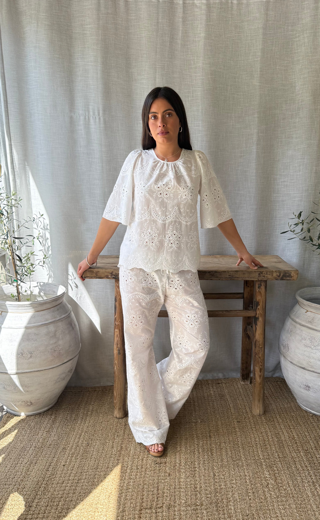 Florence Top White Anglaise