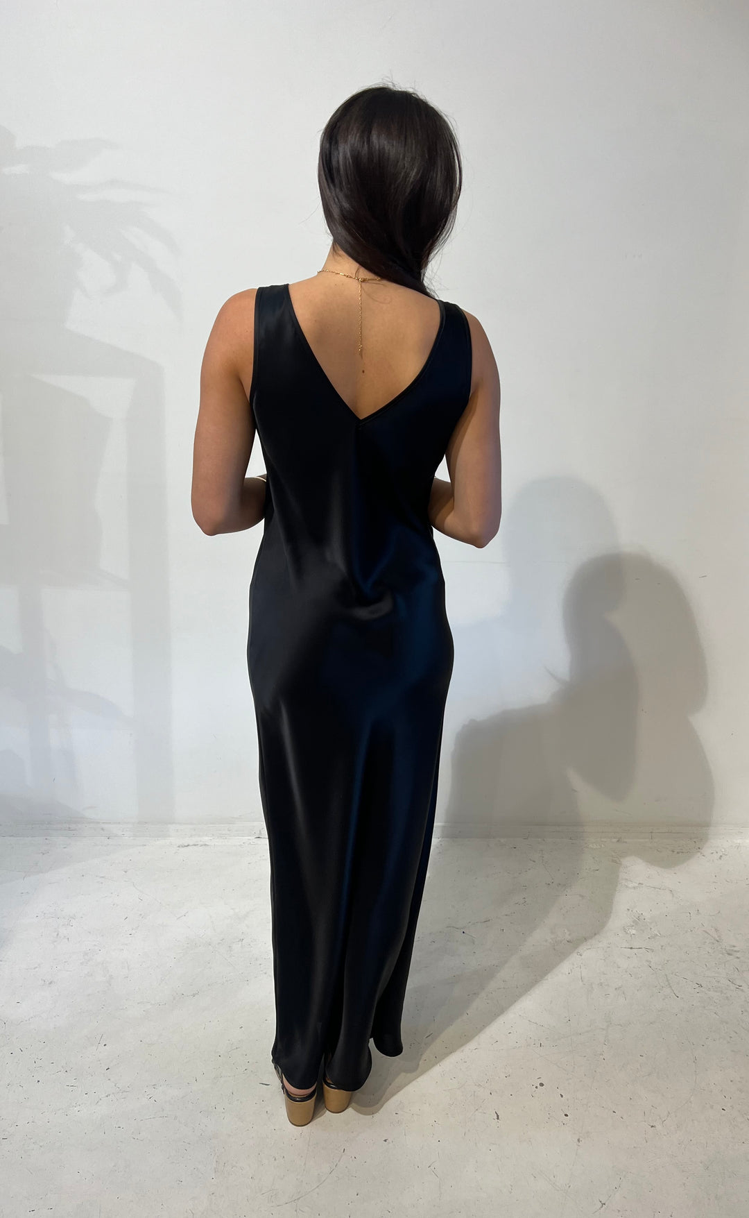 Vera Maxi Black Satin