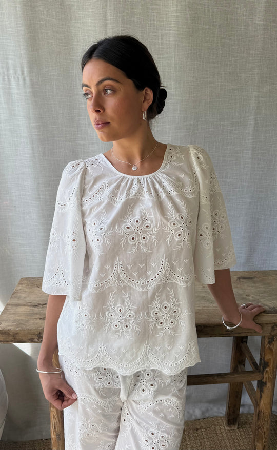 Florence Top White Anglaise