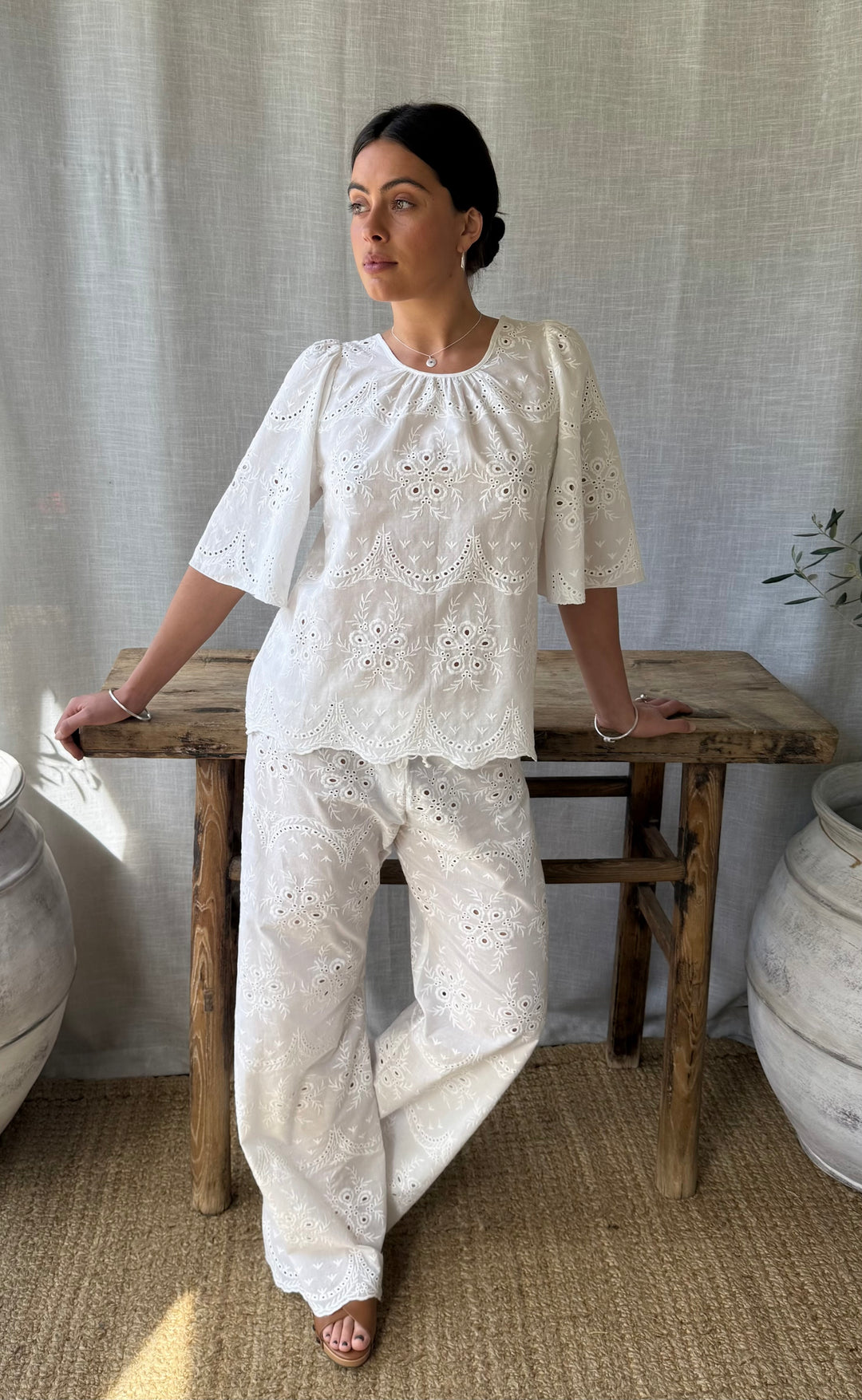 Florence Top White Anglaise