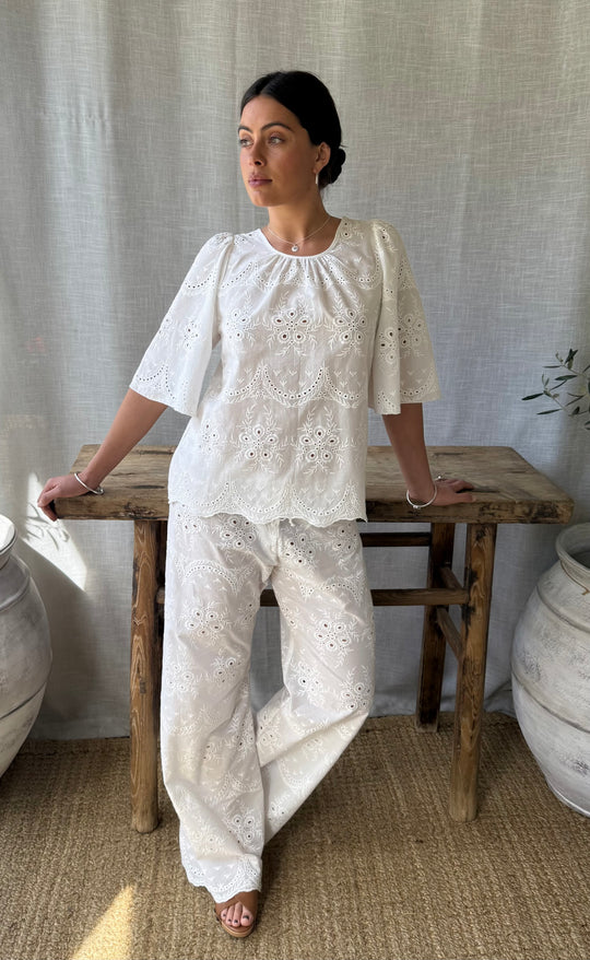 Florence Top White Anglaise