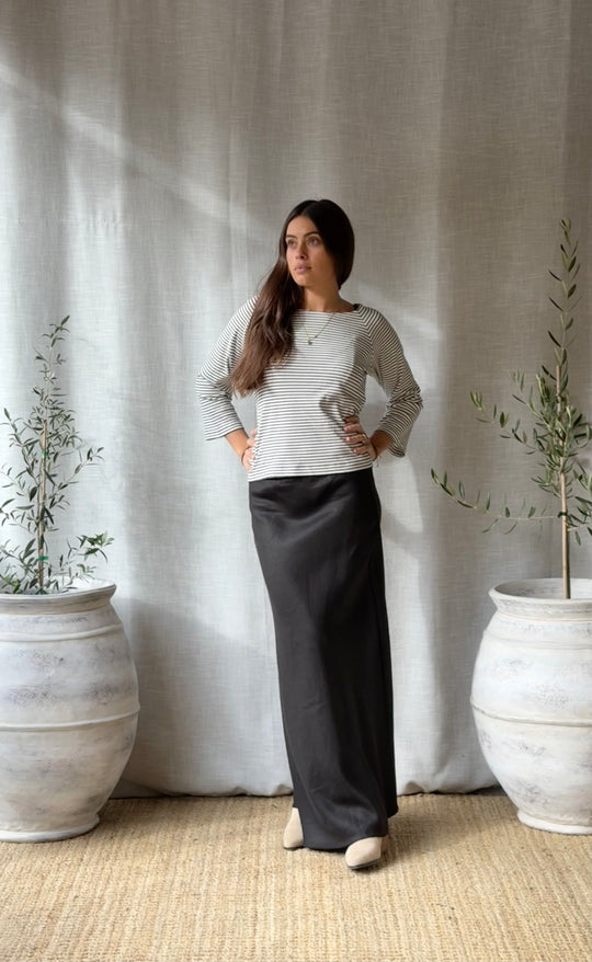 Renee Maxi Skirt Black Linen Twill
