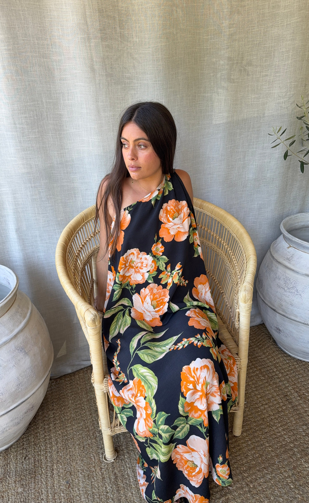 Athena Maxi Dress Botanica Noir