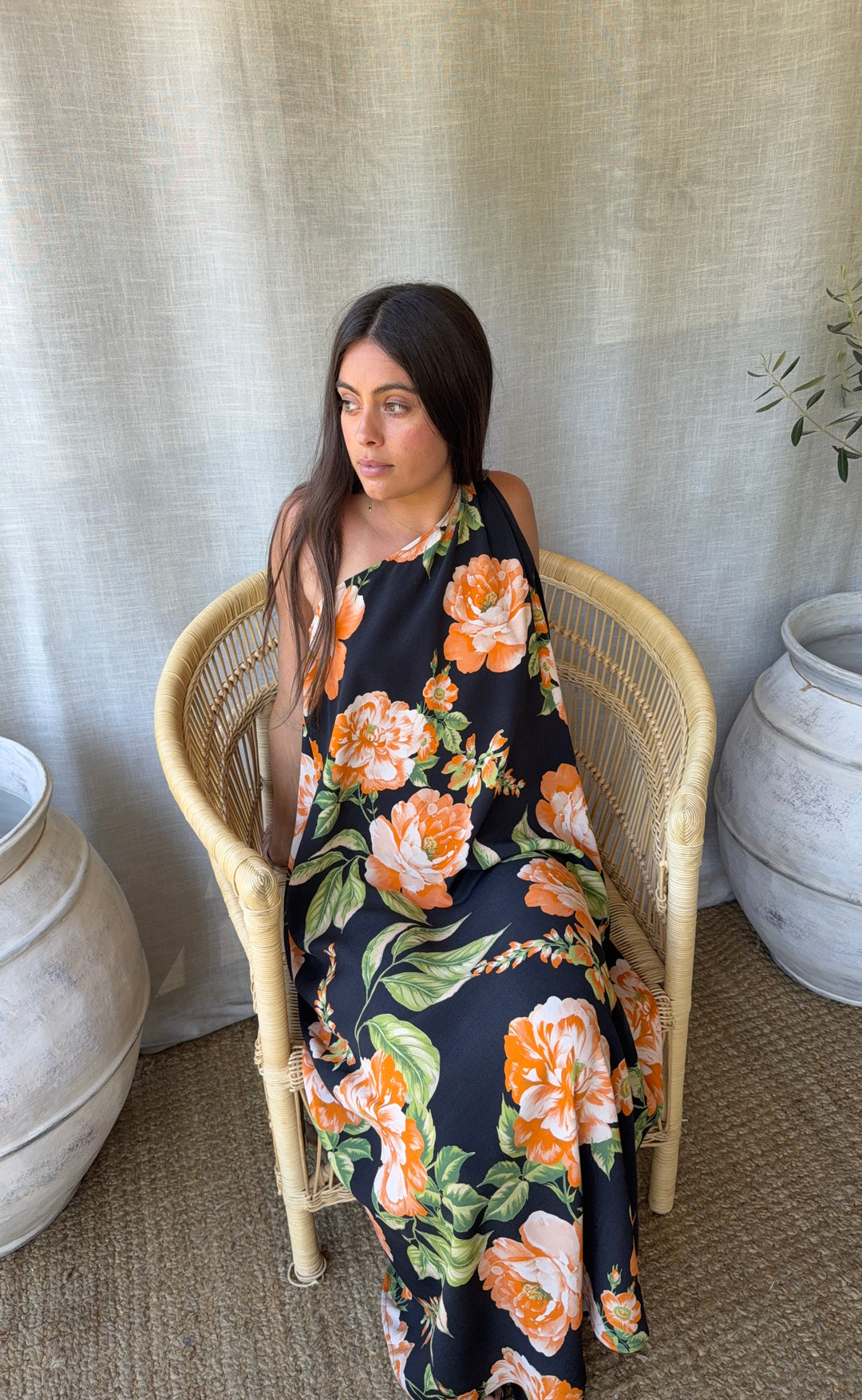 Athena Maxi Dress Botanica Noir