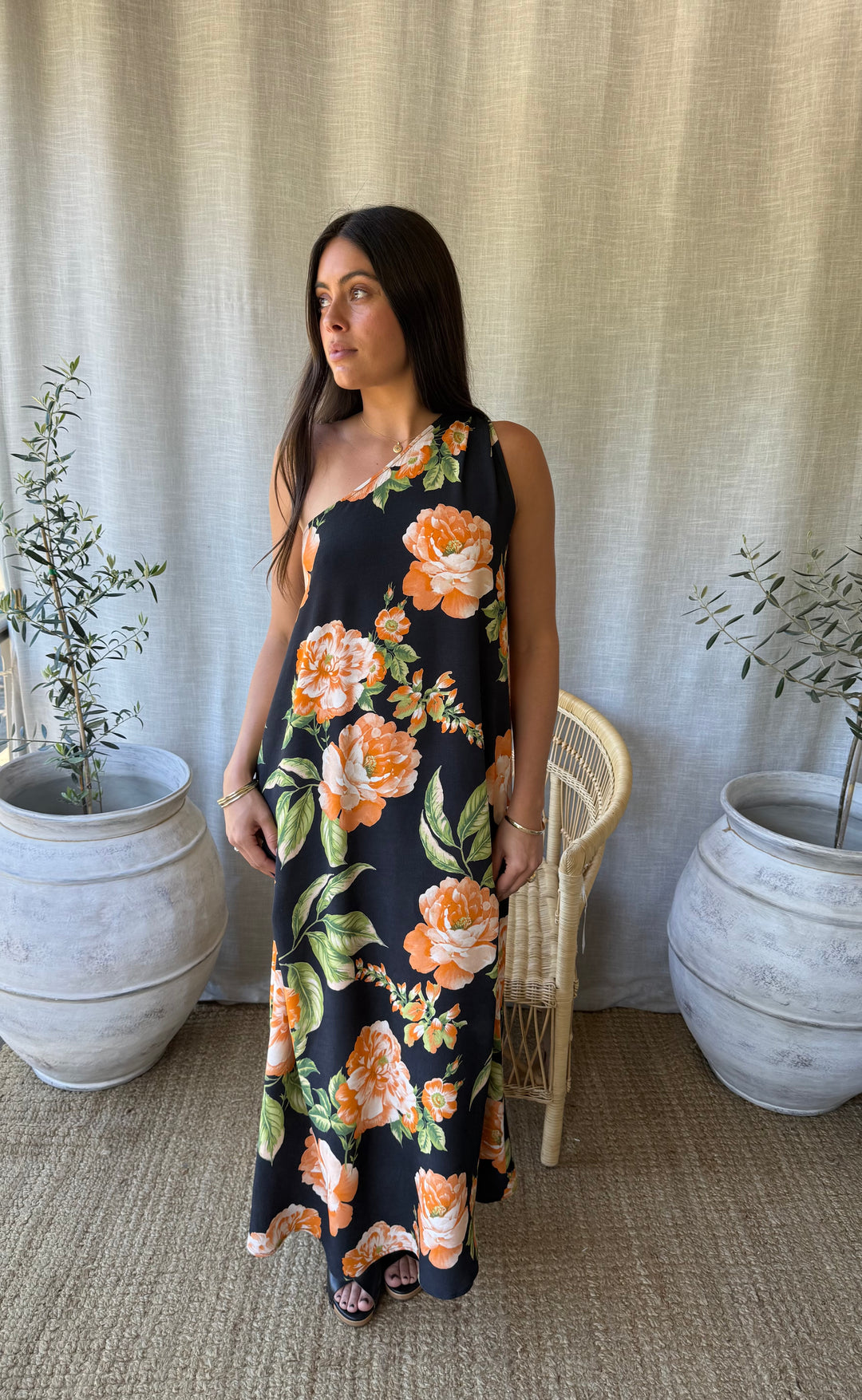 Athena Maxi Dress Botanica Noir