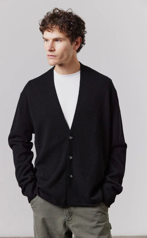 Mens Relaxed Cashmere Cardigan Black