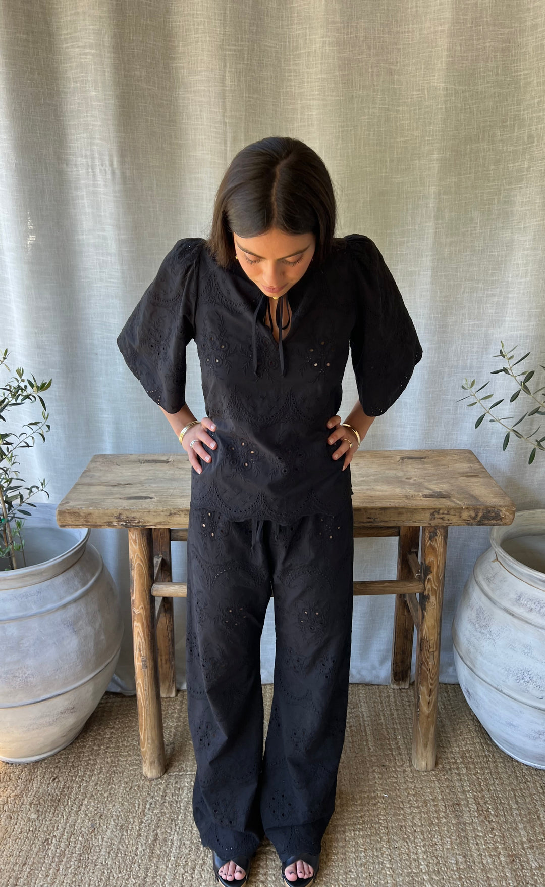 Palazzo Pant Black Anglaise